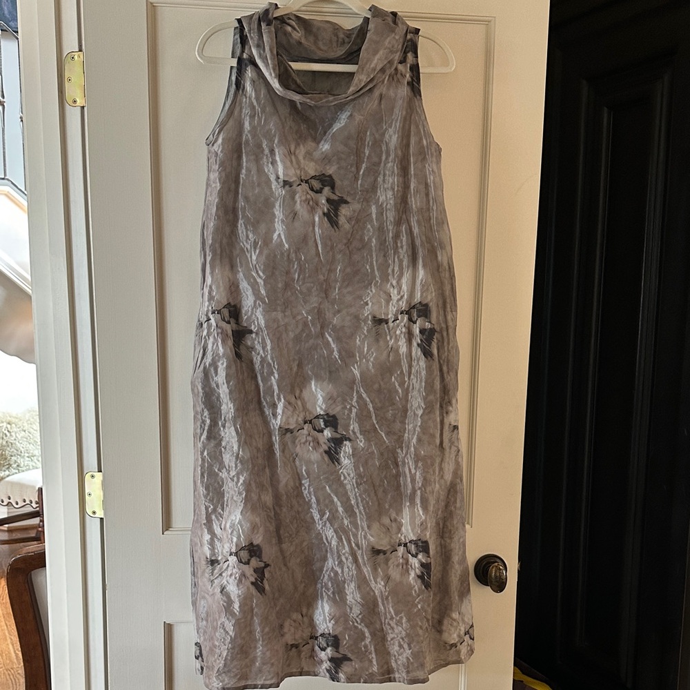 bryn Walker Gray Patterned Midi Dress